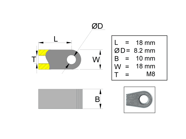 Valeryd, Befestigungs&ouml;se f&uuml;r Gasfeder, L=18, M8