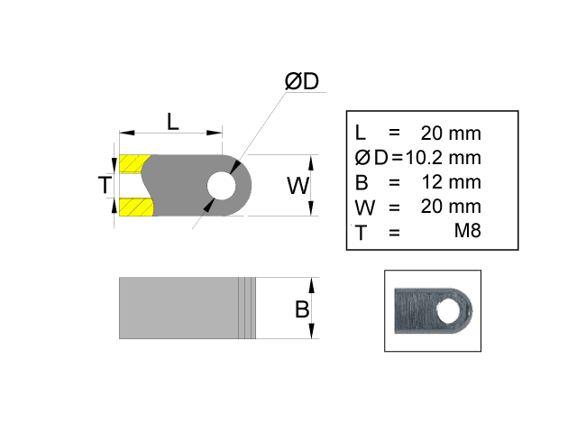 Valeryd, Befestigungs&ouml;se f&uuml;r Gasfeder, L=20, M8