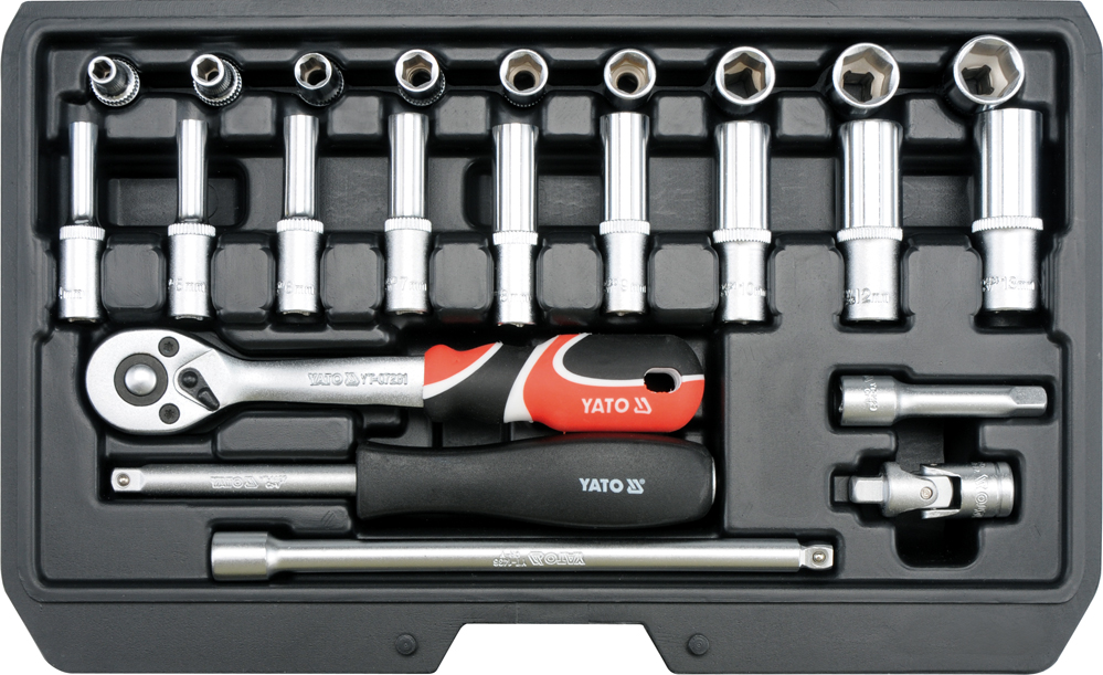 STECKSCHL&Uuml;SSELSATZ RATSCHENKASTEN XS 1/4 ZOLL TYP2 23-teilig YATO YT-14451