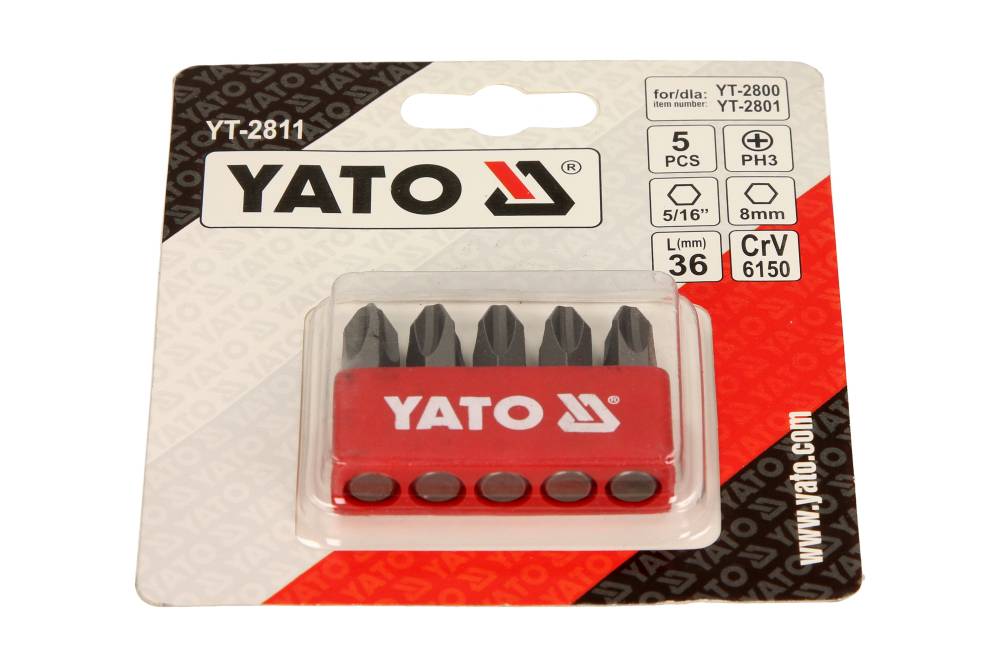 SCHRAUBENDREHER-BIT SATZ SET SORTIMENT PH3 5-teilig 5/16 Zoll YATO YT-2811