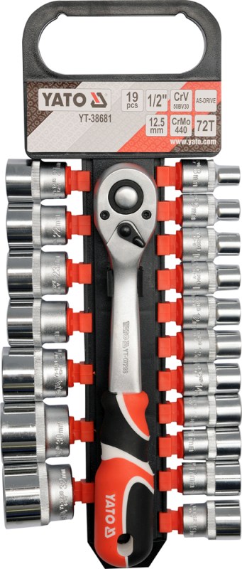 STECKSCHL&Uuml;SSELSATZ NUSSSET SORTIMENT 1/2 ZOLL TYP2 19-teilig YATO YT-38681