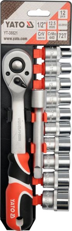 STECKSCHL&Uuml;SSELSATZ RATSCHENSET 1/2 ZOLL TYP2 12-teilig YATO YT-38821