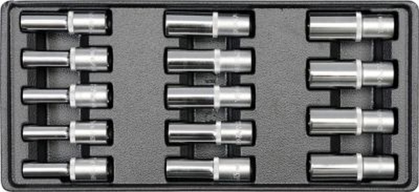 STECKSCHL&Uuml;SSEL LANG 14-teilig 1/2 8-21MM IN SCHUBLADENEINLAGE YATO YT-5539