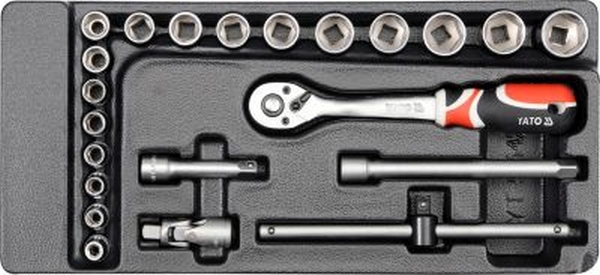 KNARRENKASTEN 3/8 ZOLL RATSCHE 6-22MM 22-teilig SCHUBLADENEINLAGE YATO YT-5542
