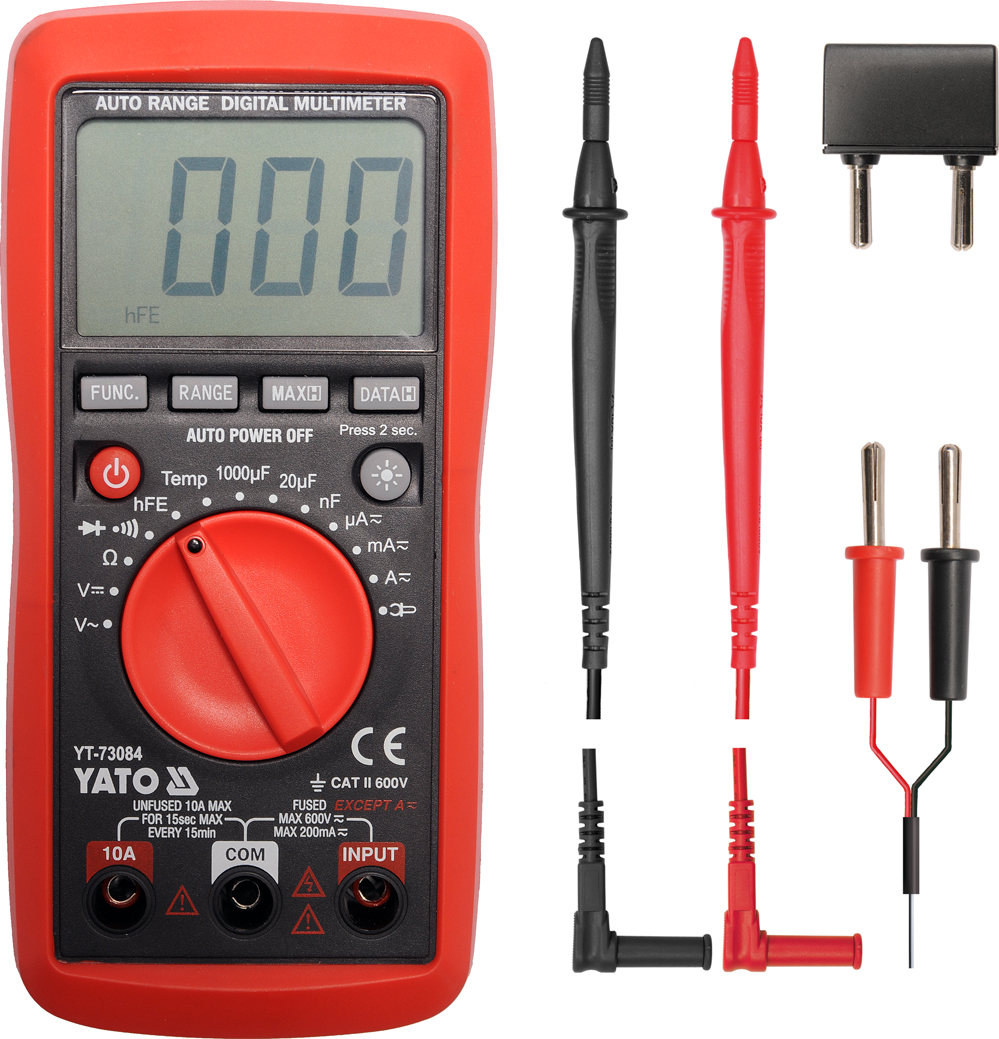 MULTIMETER DIGITAL AUTOBEREICH MIT TEMPARATURGEBER bis 300 Volt YATO YT-73084