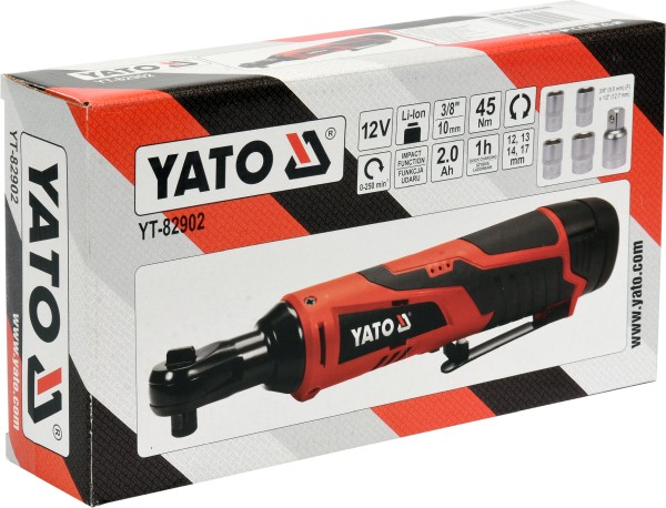 Profi Akku Ratsche 3/8 Zoll Ratschenschlüssel 12 Volt 2 Ah Li-lon Ladegerät YATO