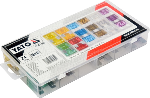 SORTIMENT KFZ AUTO SICHERUNGEN MAXI, 24 STÜCK SORTIERT YATO YT-83140
