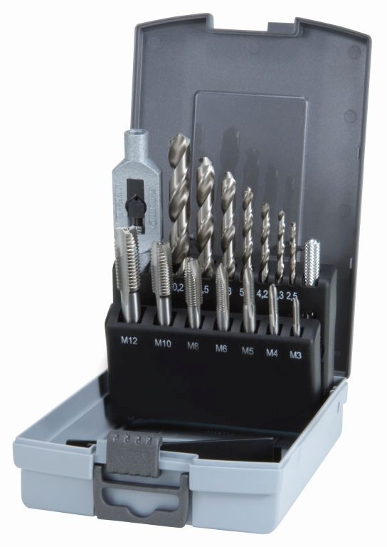 Einschnittgewindebohrer-Satz - 15-teilig - HSS G - M3-M12 - 2,5-10,2mm 245004RO
