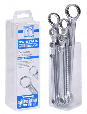 Doppelringschl&uuml;sselsatz 6-22 mm 8-teilig Gerade Ausf&uuml;hrung SW-Stahl 00170L
