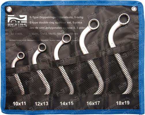 S-Type Doppelringschl&uuml;sselsatz, 10-19 mm, 5-teilig, 01905L SW-Stahl