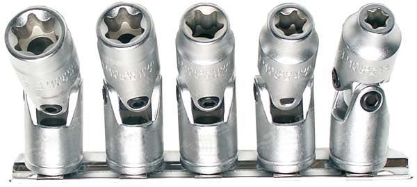 Steckschl&uuml;sseleins&auml;tze, E-Profil, E6-E14, mit Gelenk, 04461L SW-Stahl