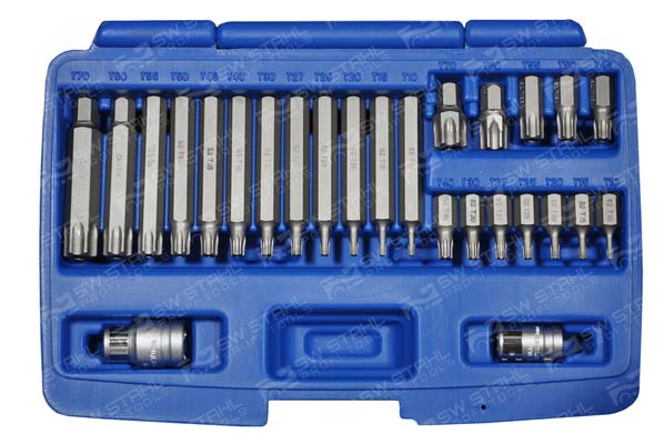 Bit-Sortiment, 3/8 Zoll, TR-Profil, T10-T70 26-teilig Chrom-Vanadium SW-Stahl