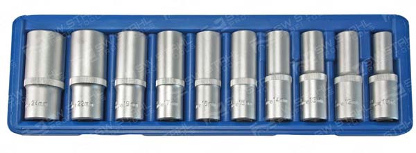 Steckschl&uuml;sseleins&auml;tze, 1/2 Zoll, 10-24 mm 10-teilig Chrom-Vanadium SW-Stahl