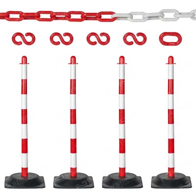 4 stk. Set zur Arbeitsplatz Absperrung, 07326L SW-Stahl