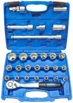 Steckschl&uuml;sselsatz, 1/2 Zoll, 27-teilig, 07624L SW-Stahl