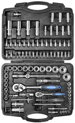 Steckschl&uuml;sselsatz 1/4 Zoll, 1/2 Zoll, 94-teilig Chrom-Vanadium, 07693L SW-Stahl
