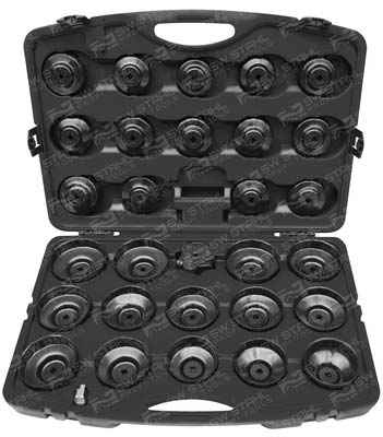 &Ouml;lfilterschl&uuml;ssel Sortiment, 30-teilig aus Metall mit 28 Glocken SW-Stahl 08460L