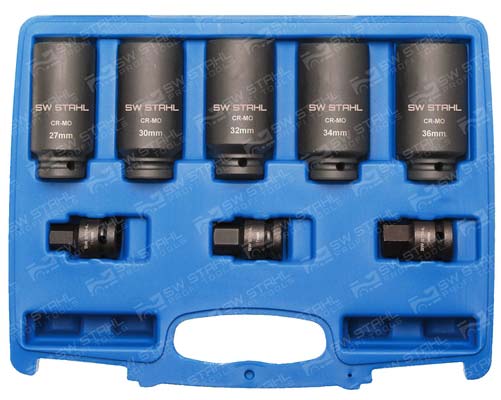 IMPACT-Steckschl&uuml;sseleins&auml;tze, 3/4 Zoll, Zw&ouml;lfkant, 8-teilig, 10186L SW-Stahl