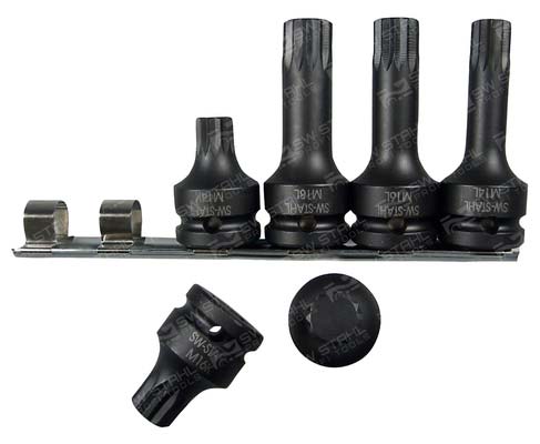 IMPACT-Schraubendreheins&auml;tze, 1/2 Zoll, Innenvielzahn, 12,5 mm, 10195L SW-Stahl