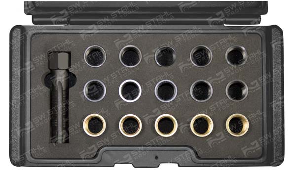 Reparatursatz f&uuml;r Z&uuml;ndkerzengewinde, 16-teilig, 10610L SW-Stahl
