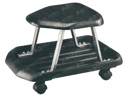 Sitz- und Arbeitsroller - Aus Kunststoff, schwarz, mit 4 Rollen, 20915L SW-Stahl