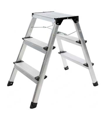 Stufenleiter, aus Aluminium, klappbar, 3-stufig - Max. Traglast: 150 kg Alu