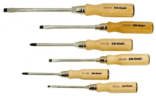 Schraubendrehersatz, Holzheft, 6-teilig Chrom-Vanadium, 30501L SW-Stahl