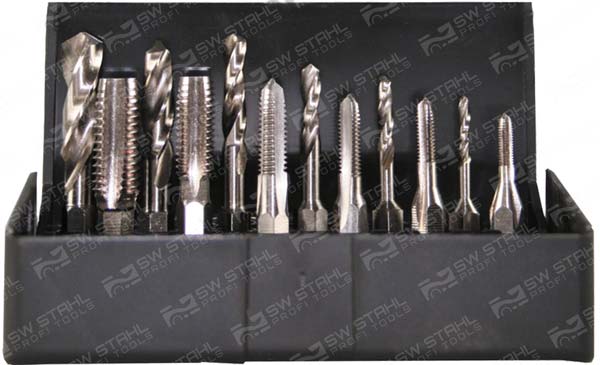 Gewinde- und Spiralbohrerbitsatz, M3-M10, 12-teilig SW-Stahl 82230L