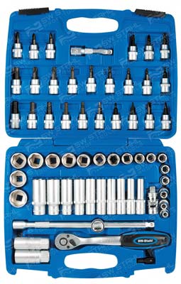 Steckschl&uuml;sselsatz, 3/8 Zoll, 61-teilig, S2229 SW-Stahl