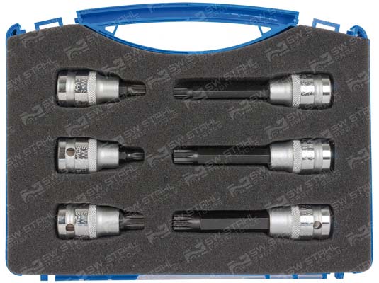 Schraubendreheins&auml;tze, 1/2 Zoll, Innenvielzahn, M6-M12, 6-teilig, S5106 SW-Stahl