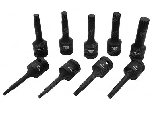 IMPACT-Schraubendreheins&auml;tze, 1/2 Zoll, Innenvielzahn, M4-M16, S5482 SW-Stahl