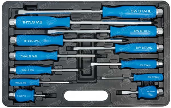 Schraubendrehersatz, schlagfest, Schlitz+Kreuz, 12-teilig Chrom-Vanadium, S7890