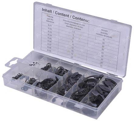 E-Sicherungsring-Sortiment, 300-teilig in Kassette, S8039 SW-Stahl