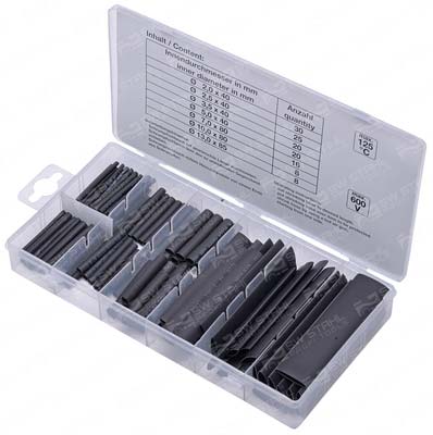 Schrumpfschlauch-Sortiment, 127-teilig in Kassette, S8042 SW-Stahl