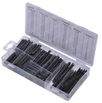 Hohlsplint/Federstift-Sortiment, 450-teilig in Kassette, S8054 SW-Stahl