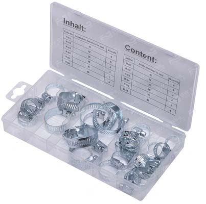 Schlauchklemmen-Sortiment, 26-teilig, S8055 SW-Stahl