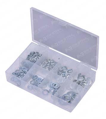 Unterlegscheiben-Sortiment, 250-teilig verzinkt, in Kassette, S8073 SW-Stahl